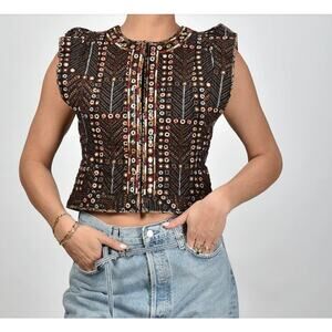 ISABEL MARANT ETOILE Cerza Cardigan in Faded Black Size T2 (L) Embroidered